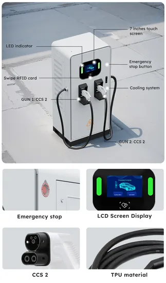 120kw DC EV chargeur CCS2 Gbt double pistolets chargeant les stations de recharge EV pour véhicule électrique