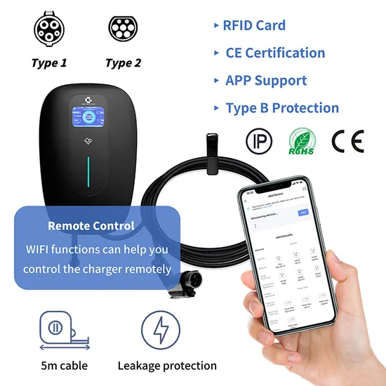 FCC ETL a passé la carte RFID WiFi 4G APP contrôle monophasé 110V 220V 32A/40A/48A niveau 2 AC EV chargeur Wallbox avec prise J1772 Type1
