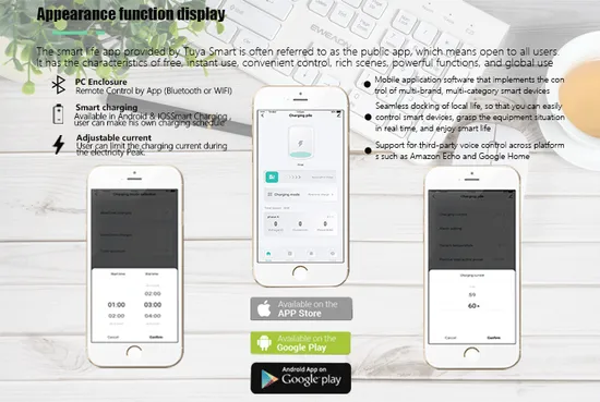 Chargeur EV 7 Kw avec Smart APP Station de recharge domestique monophasée avec câble