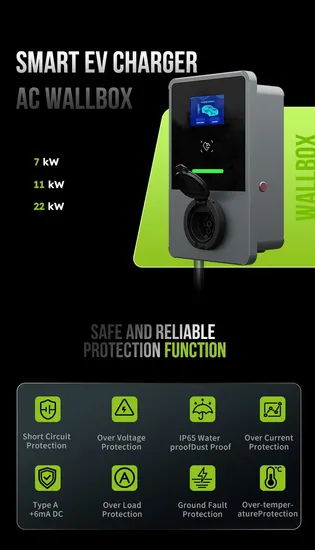 Type 2 chargeur de voiture électrique à courant alternatif fixé au mur 22kw maison intelligente EV chargeur WiFi APP contrôle