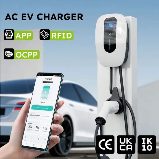 Station de chargement de voiture électrique, 7kw, 1 phase, Mode 3 étages, Type AC EV, boîte murale avec écran de 4.3 pouces