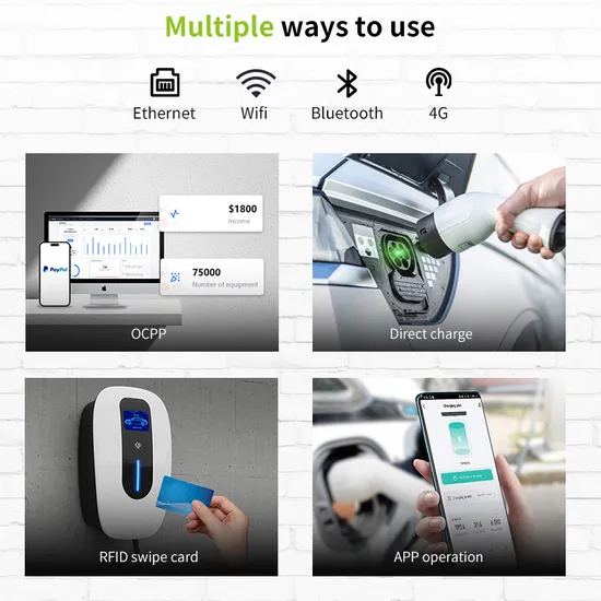 Station de chargement de voiture électrique, 7kw, 1 phase, Mode 3 étages, Type AC EV, boîte murale avec écran de 4.3 pouces