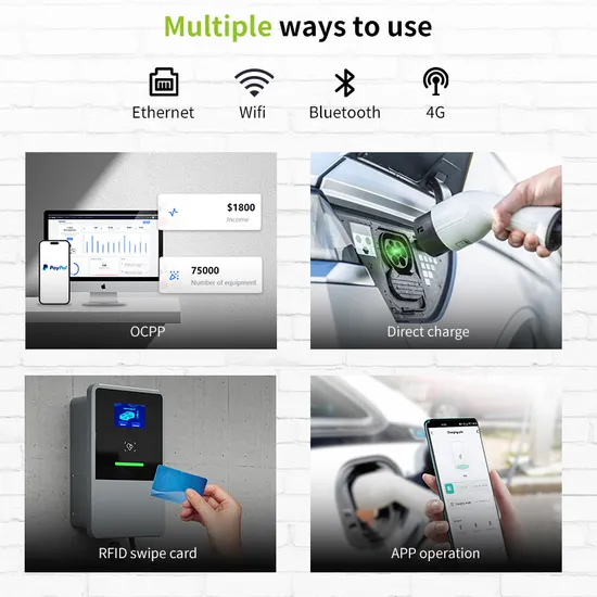 Boîtier mural d'énergie solaire monophasé, télécommande, utilisation domestique intelligente, 32 a, 7kw, Station de chargeur EV avec support pour voiture EV