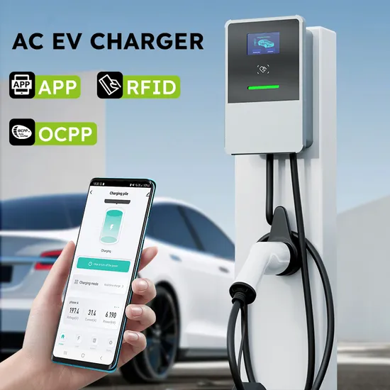 OEM 32A/ 7kw 1 phase Mode 3 Type de plancher AC EV chargeur de voiture électrique Station murale avec écran 4.3 '